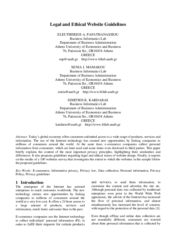 (PDF) Legal and ethical website guidelines.