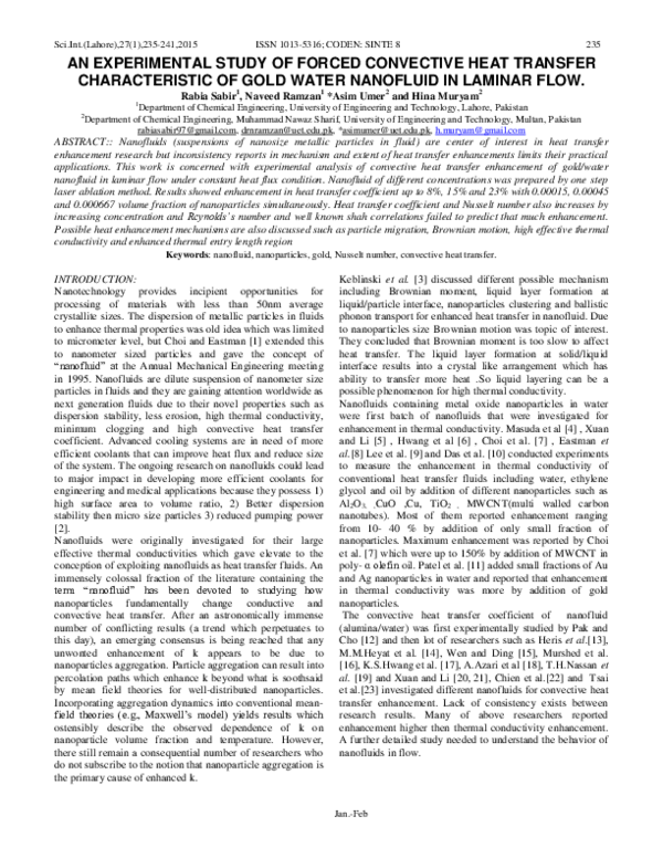 (PDF) Experimental study of forced convective heat transfer of ...