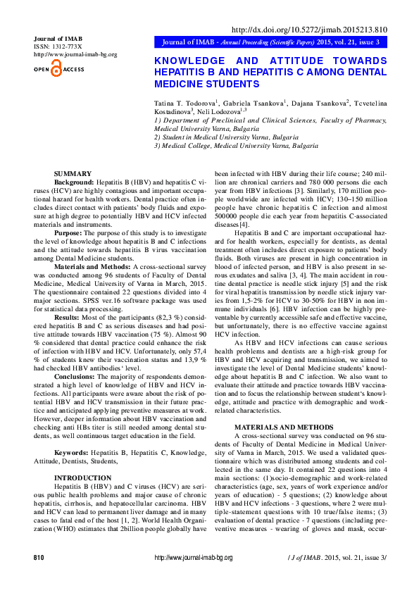 (PDF) Knowledge and Attitude Towards Hepatitis B and Hepatitis C Among ...