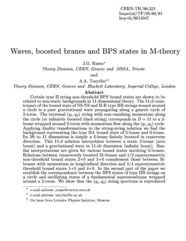 (PDF) Waves, boosted branes and BPS states in M-theory