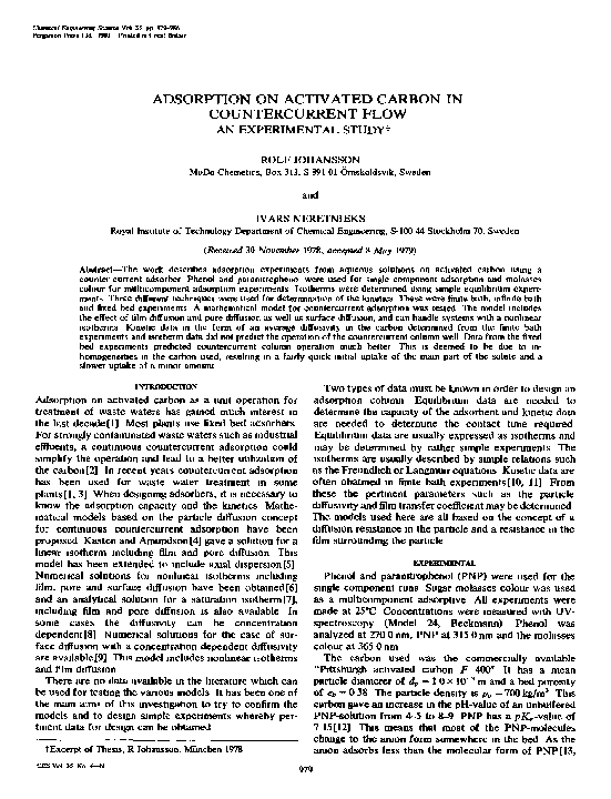 (PDF) Adsorption on activated carbon in countercurrent flow