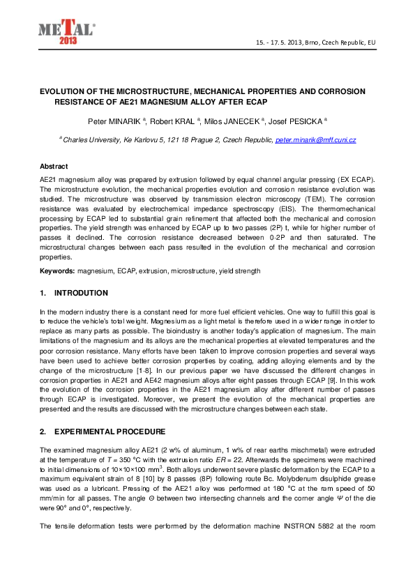 (PDF) Evolution of the Microstructure, Mechanical Properties and ...