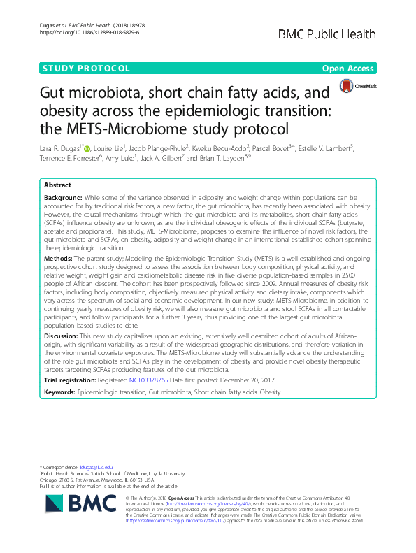 (PDF) Gut microbiota, short chain fatty acids, and obesity across the ...