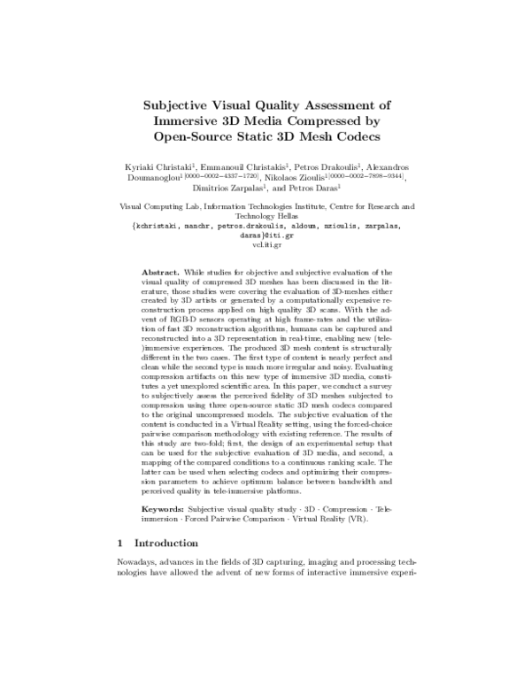 (PDF) Subjective Visual Quality Assessment of Immersive 3D Media ...