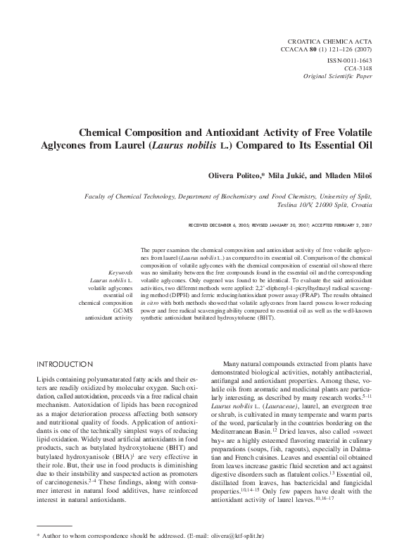 (PDF) Chemical Composition and Antioxidant Activity of Essential Oils ...