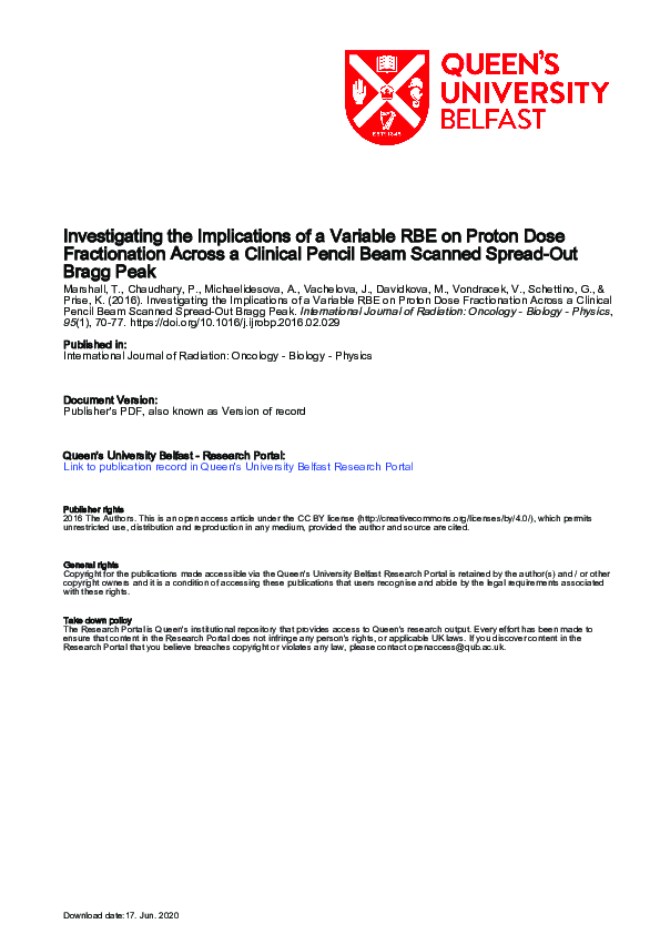 (PDF) Investigating the implications of a variable RBE on proton dose ...