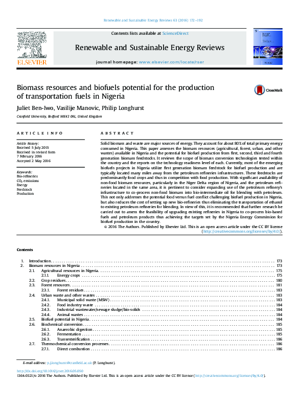 (PDF) Biomass resources and biofuels potential for the production of ...
