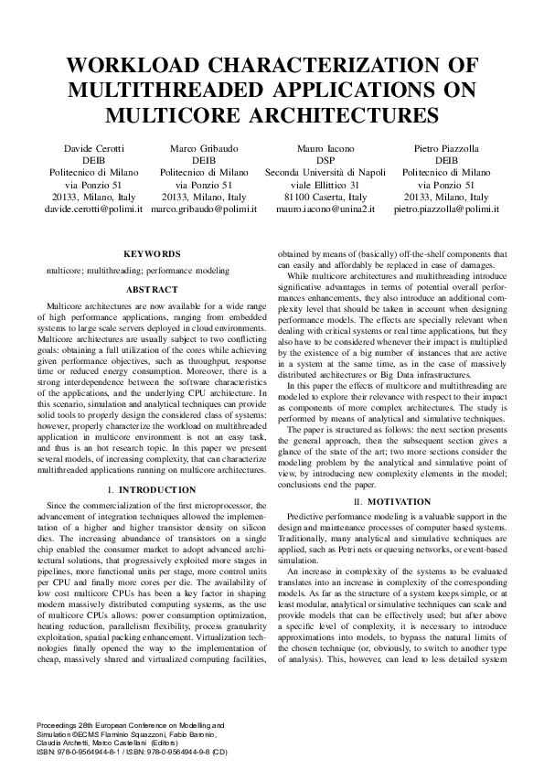 (PDF) Workload Characterization Of Multithreaded Applications On ...