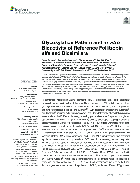 (PDF) Glycosylation Pattern and in vitro Bioactivity of Reference ...