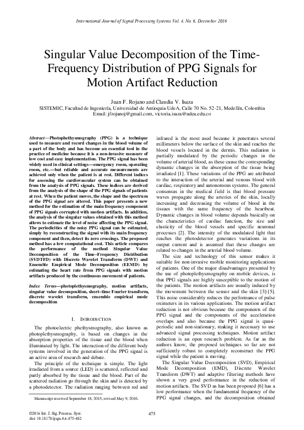 (PDF) Singular Value Decomposition of the Time-Frequency Distribution ...