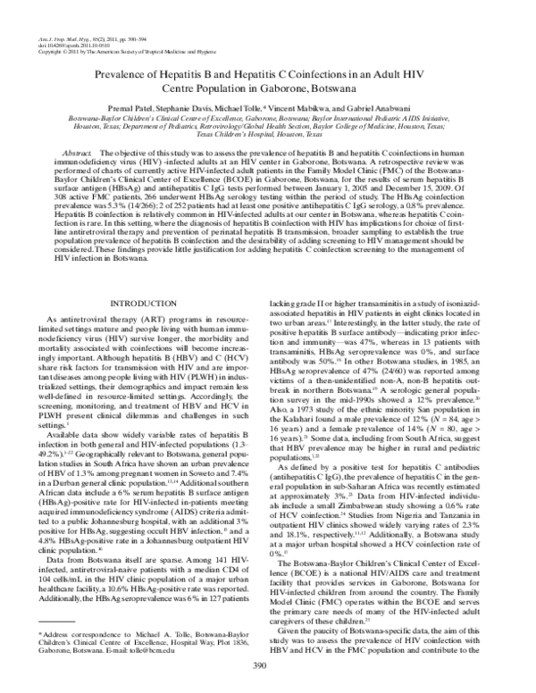 (PDF) Prevalence of Hepatitis B and Hepatitis C Coinfections in an ...