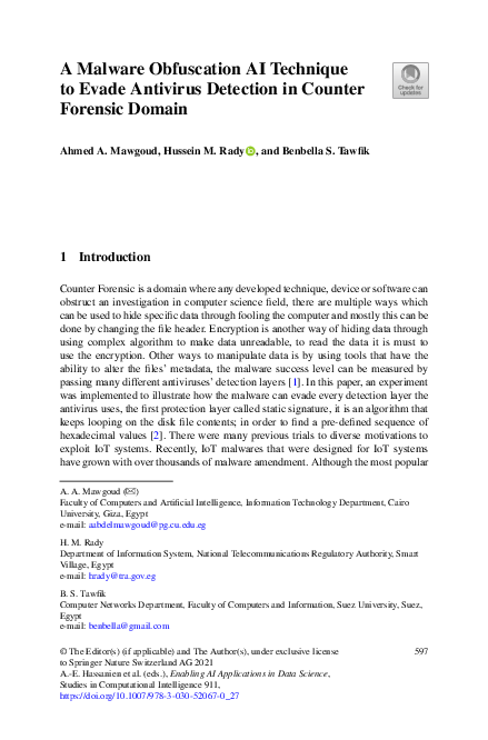 (PDF) A Malware Obfuscation AI Technique to Evade Antivirus Detection ...