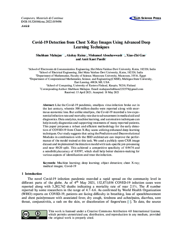 (PDF) Covid-19 Detection from Chest X-Ray Images Using Advanced Deep ...