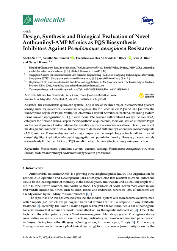 (PDF) Design, Synthesis and Biological Evaluation of Novel Anthraniloyl ...