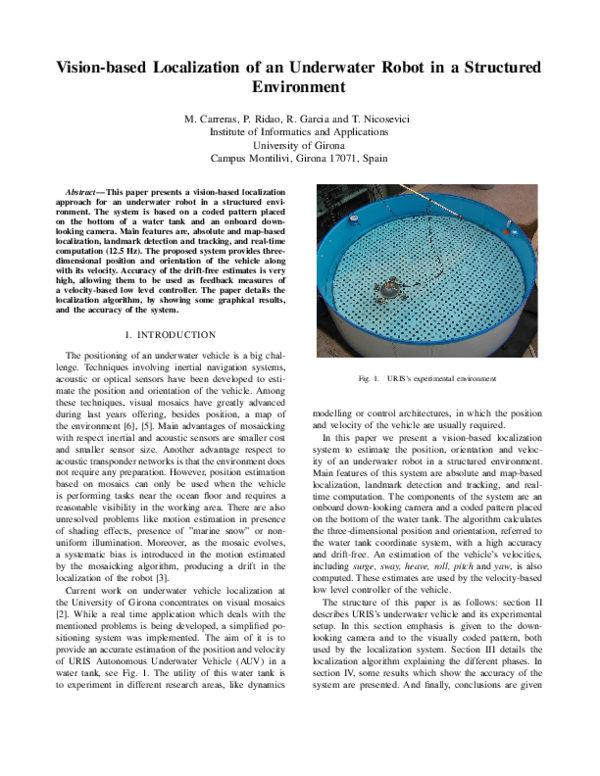 (PDF) Vision-based localization of an underwater robot in a structured ...