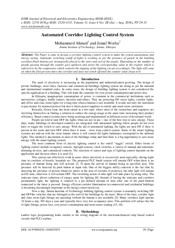 (PDF) Automated Corridor Lighting Control System