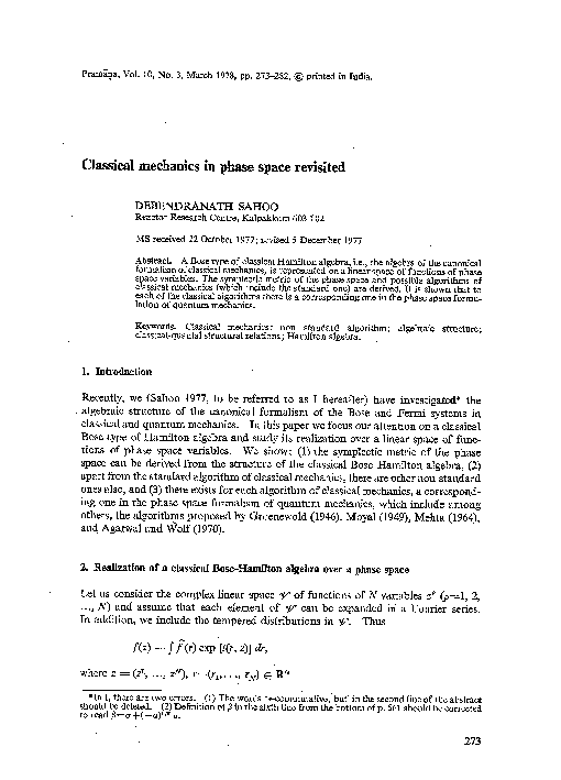 (PDF) Classical mechanics in phase space revisited