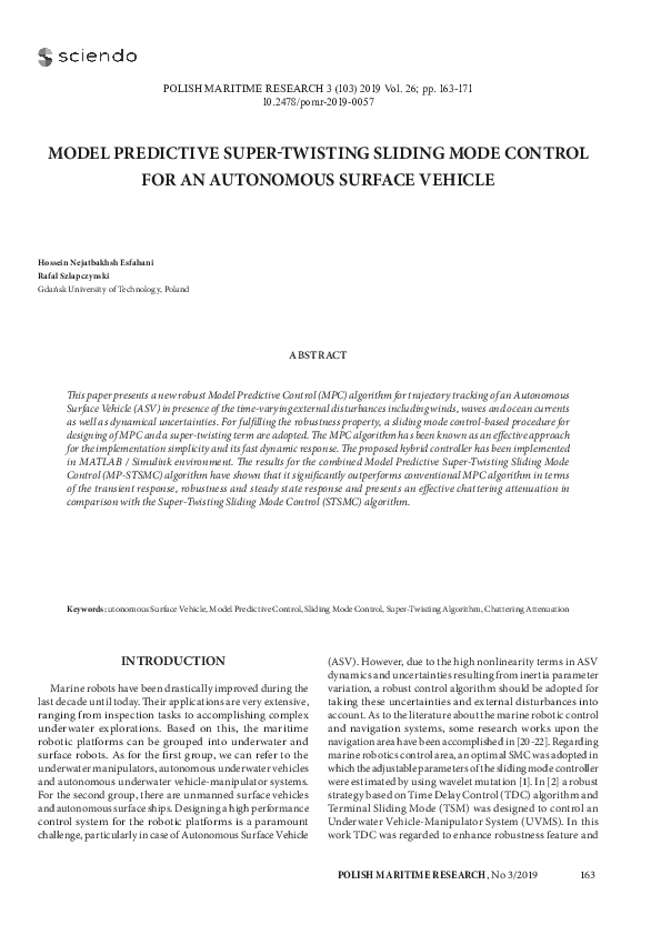 (PDF) Model Predictive Super-Twisting Sliding Mode Control for an ...