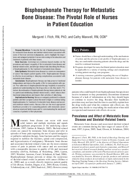(PDF) Bisphosphonate Therapy for Metastatic Bone Disease: The Pivotal ...