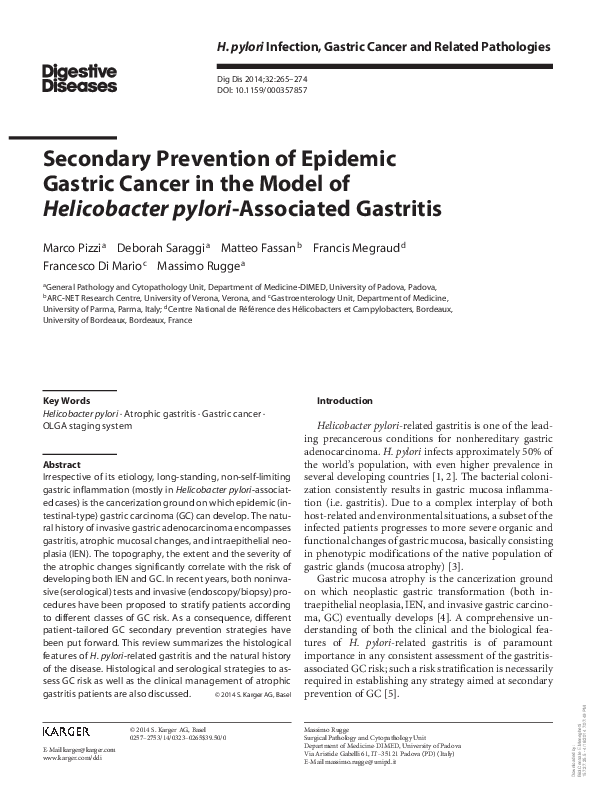(PDF) Secondary Prevention of Epidemic Gastric Cancer in the Model of ...