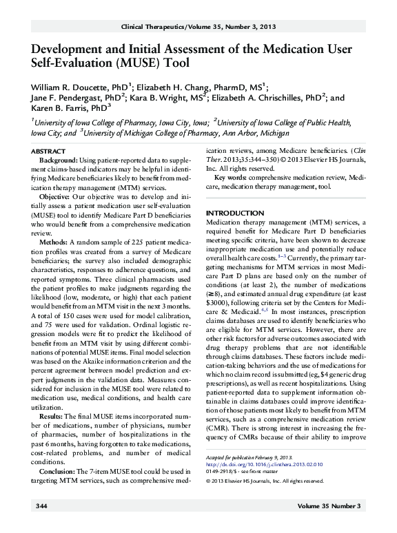 (PDF) Development and Initial Assessment of the Medication User Self ...