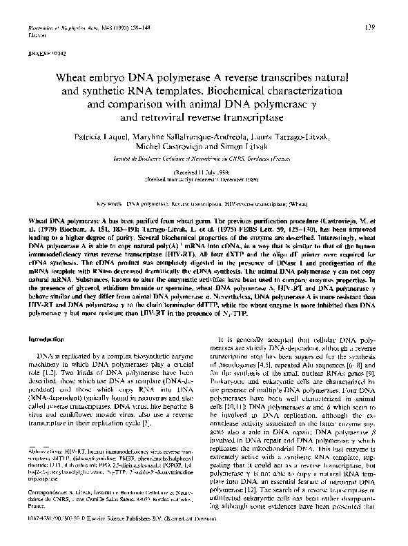 (PDF) What embryo DNA polymerase a reverse transcribes natural and ...