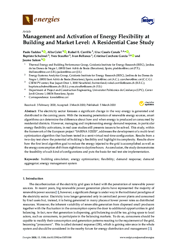 (PDF) Management and Activation of Energy Flexibility at Building and ...