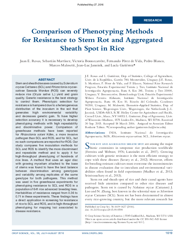(PDF) Comparison of Phenotyping Methods for Resistance to Stem Rot and ...