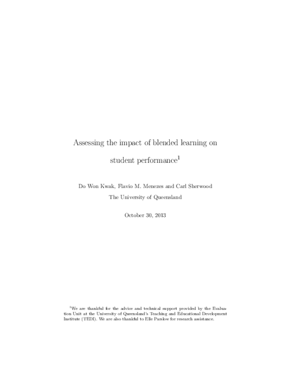 (PDF) Assessing the Impact of Blended Learning on Student Performance