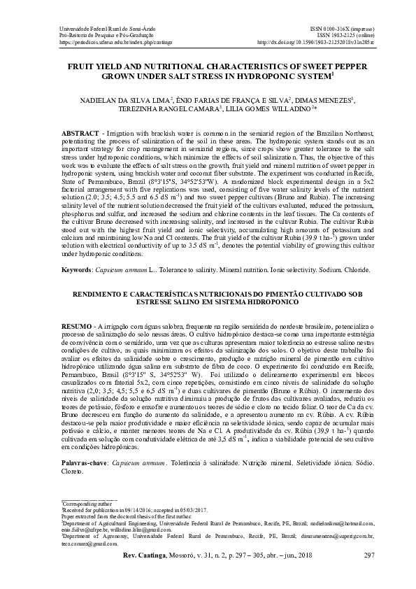 (PDF) Fruit Yield and Nutritional Characteristics of Sweet Pepper Grown ...