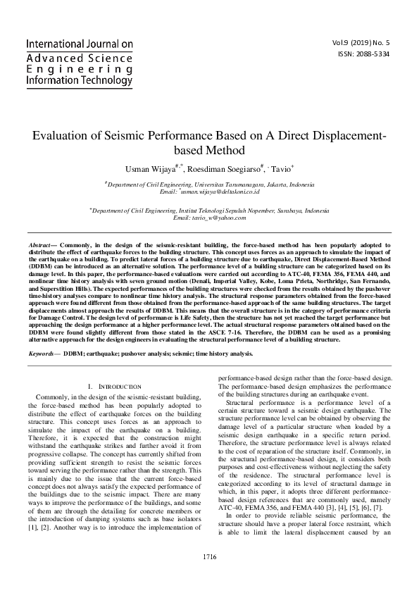 (PDF) Evaluation of Seismic Performance Based on A Direct Displacement ...