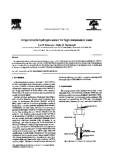 (PDF) Amperometric hydrogen sensor for high-temperature water