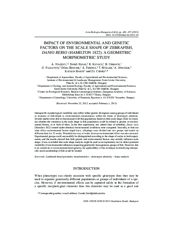 (PDF) Impact of environmental and genetic factors on the scale shape of ...