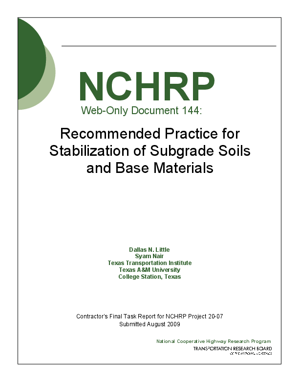 PDF) Recommended Practice for Stabilization of Subgrade Soils and 