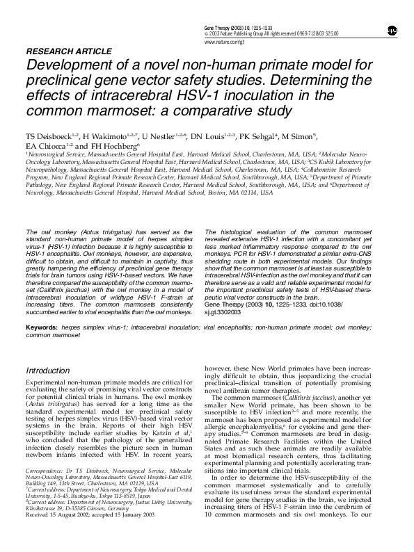 (PDF) Development of a novel non-human primate model for preclinical ...