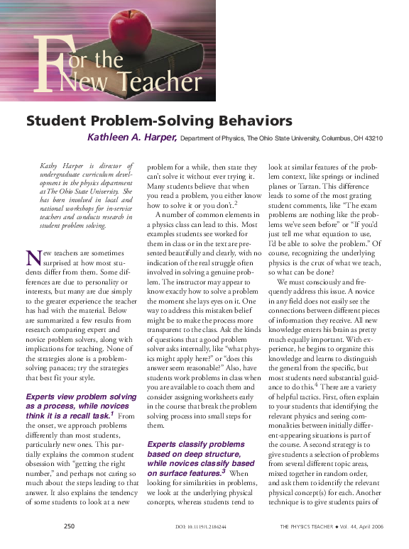 (PDF) Student Problem-Solving Behaviors