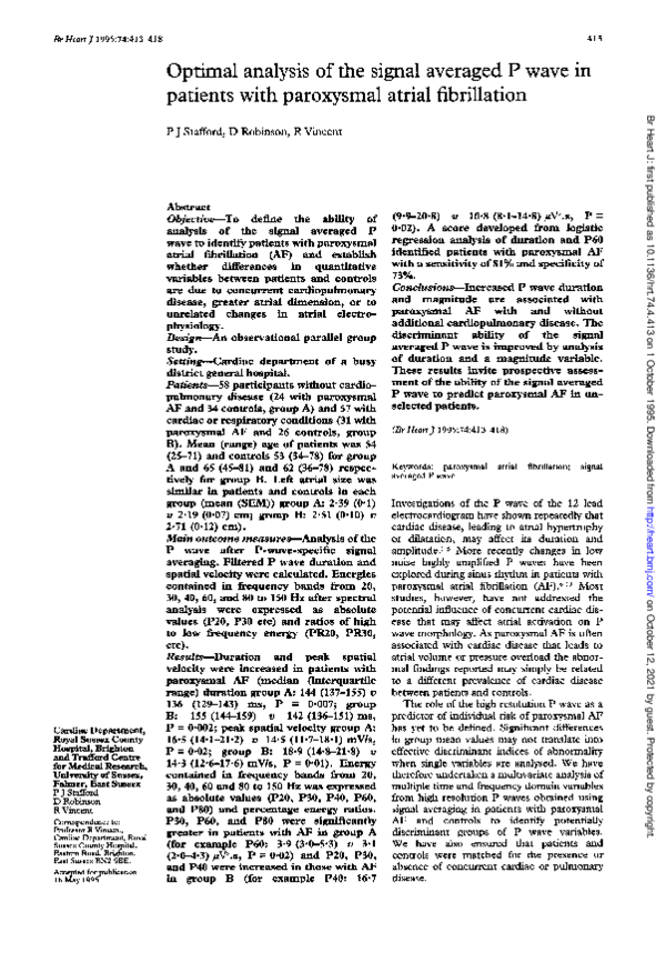 (PDF) Optimal analysis of the signal averaged P wave in patients with ...