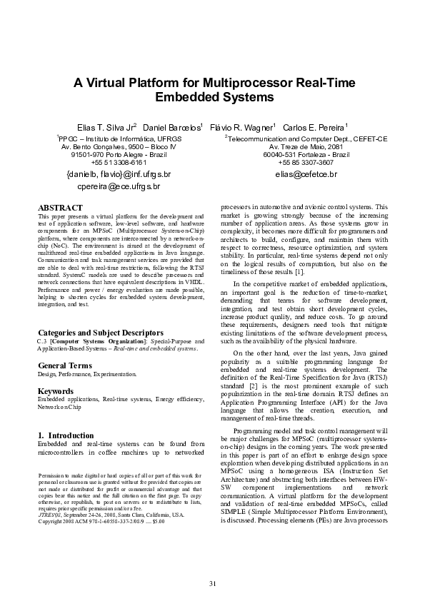 (PDF) A virtual platform for multiprocessor real-time embedded systems