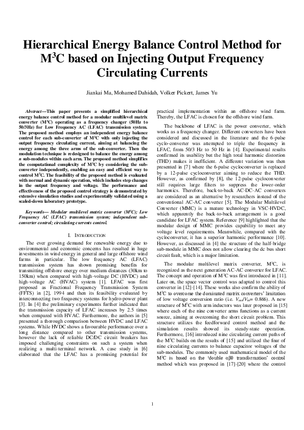 (PDF) Hierarchical Energy Balance Control Method for M3C based on ...