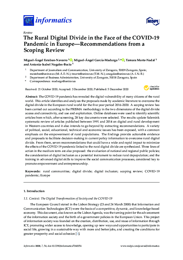 (PDF) The Rural Digital Divide in the Face of the COVID-19 Pandemic in ...