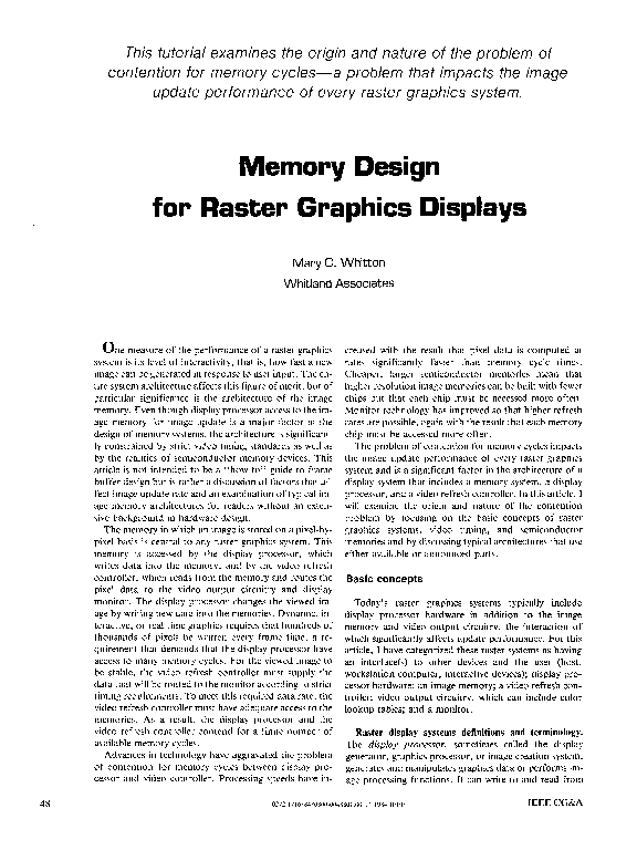 (PDF) Memory Design for Raster Graphics Displays