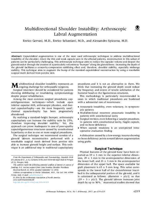 (PDF) Multidirectional Shoulder Instability: Arthroscopic Labral ...