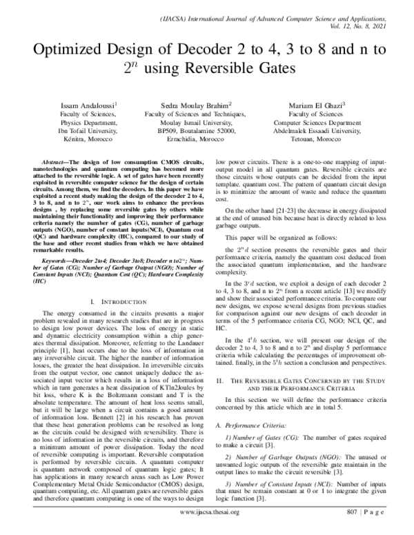 (PDF) Optimized Design of Decoder 2 to 4, 3 to 8 and n to 2n using ...