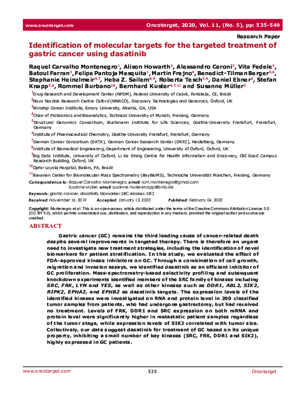 (PDF) Identification of molecular targets for the targeted treatment of ...