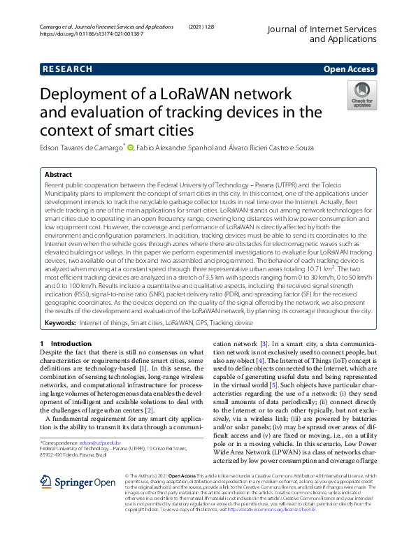 (PDF) Deployment of a LoRaWAN network and evaluation of tracking ...