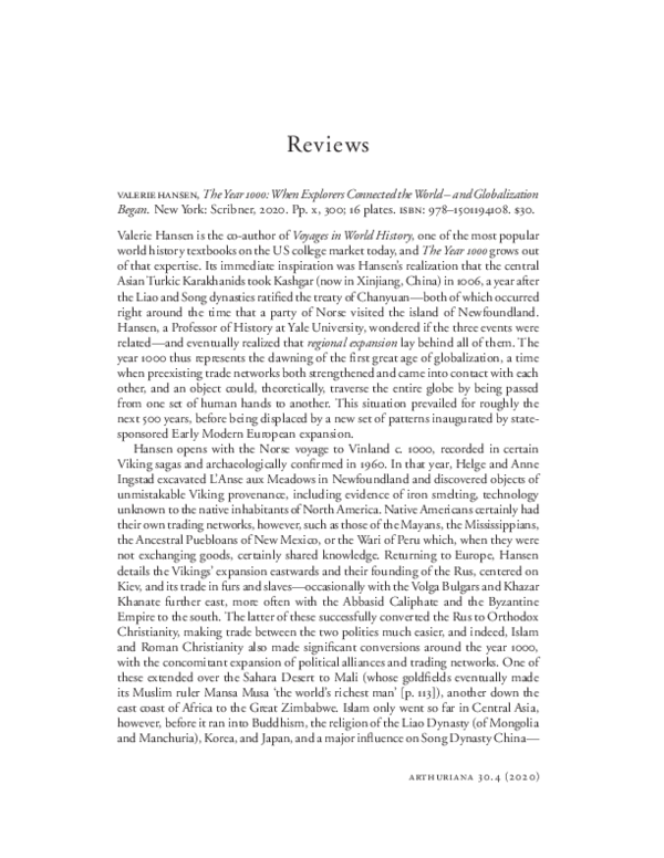 Review of Valerie Hansen, The Year 1000: When Explorers Connected the World – and Globalization Began (2020)