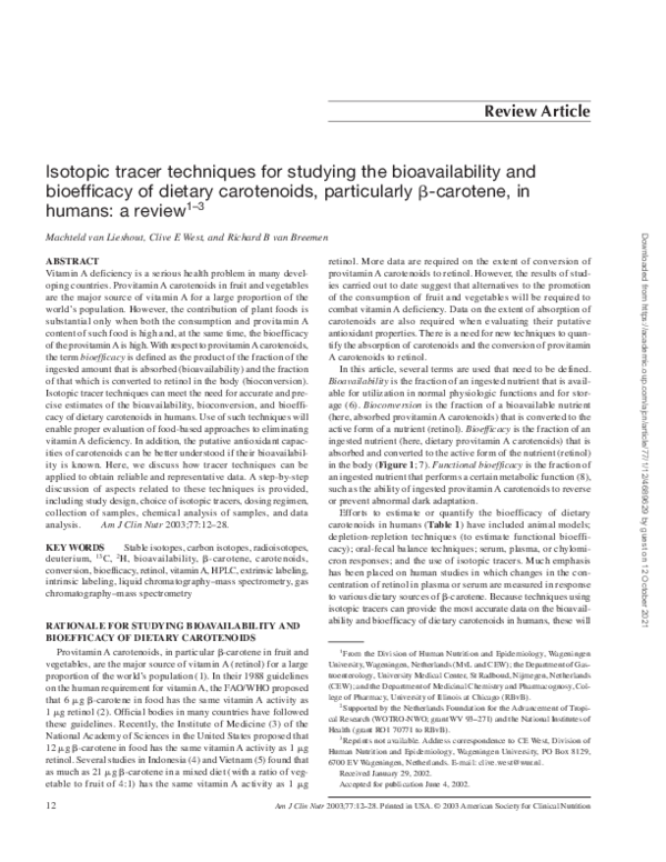 (PDF) Isotopic tracer techniques for studying the bioavailability and