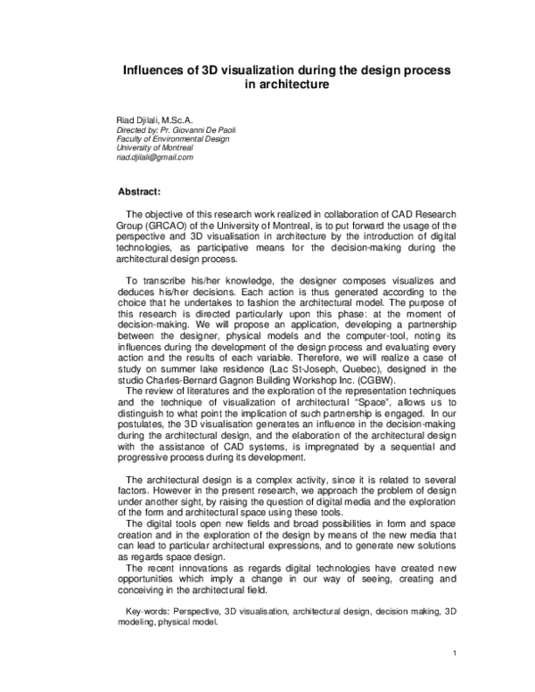 (PDF) Influences of 3D visualization during the design process in ...