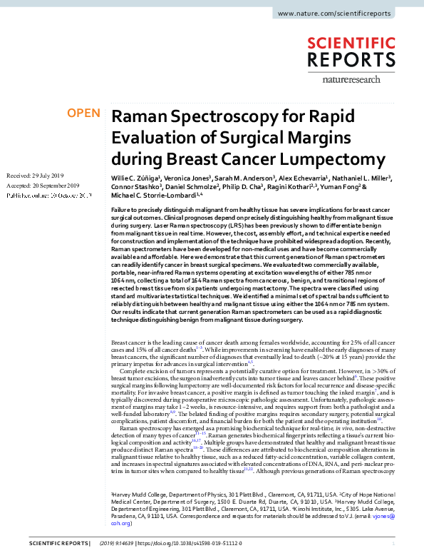 (PDF) Raman Spectroscopy for Rapid Evaluation of Surgical Margins ...