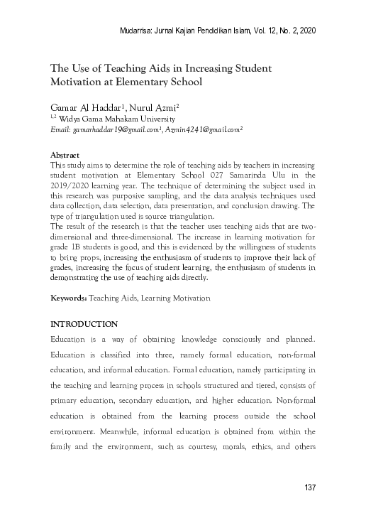 (PDF) The Use of Teaching Aids in Increasing Student Motivation at ...
